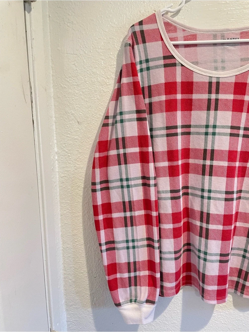 🎄Old Navy Holiday Plaid Waffle Knit PJ Top XXLT
